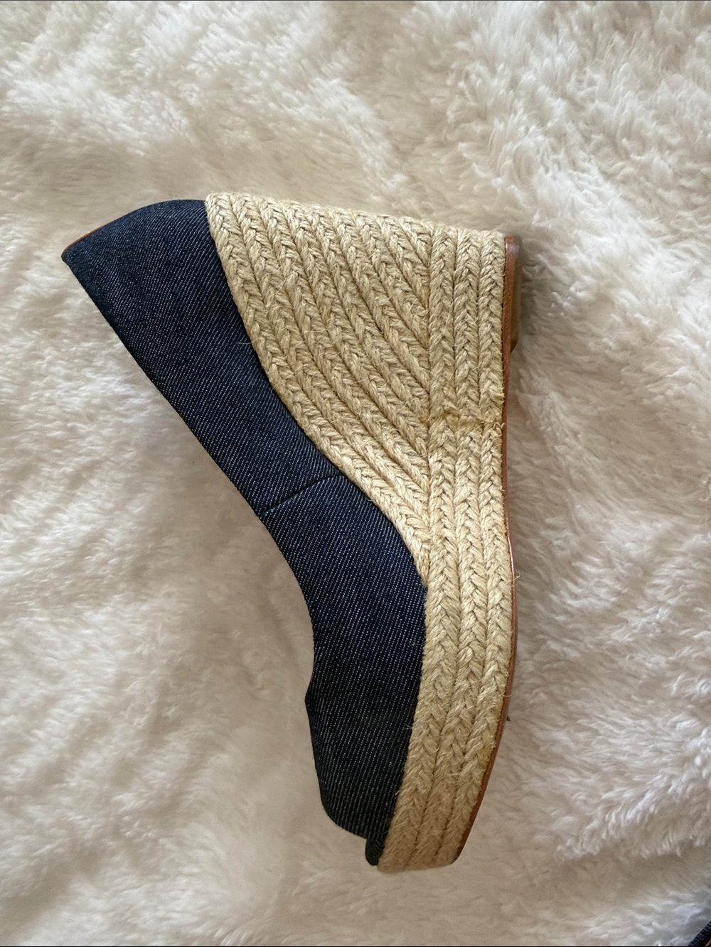 Coach Denim Peep-Toe Espadrille Wedge in Navy - Picture 12 of 13